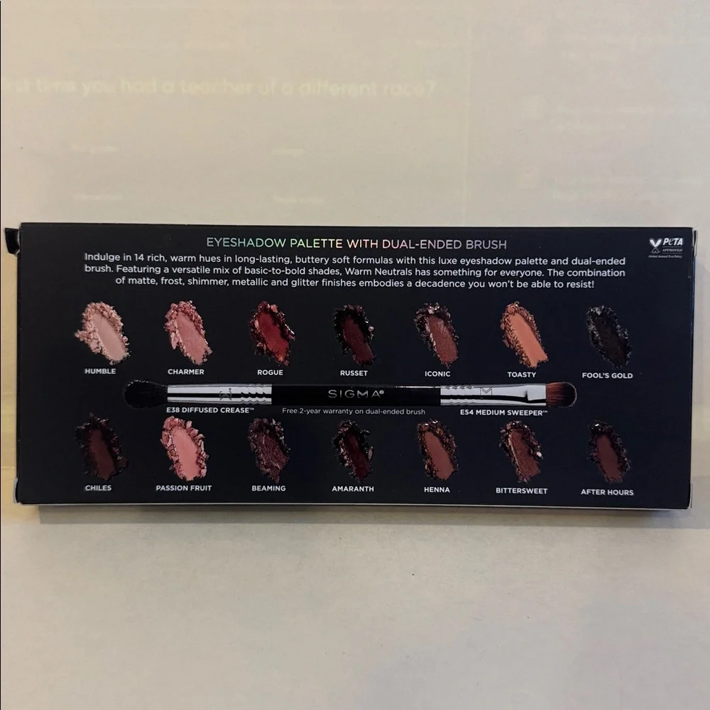 SIGMA Warm Neutrals Eyeshadow Palette w/Dual Ended Brush NIB $65